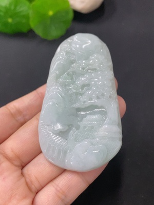F31593593 Jadeite Pendant Landscape Plaque Total Weight Approx. 33g