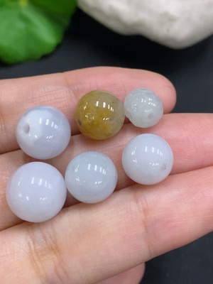 F31596885 Jadeite Beads Sell as a Lot (Color origin undetermined)