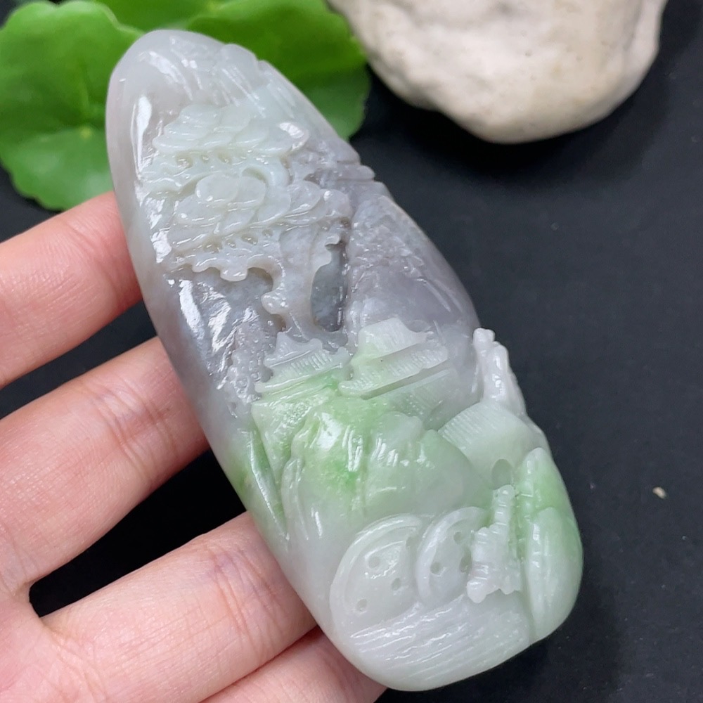 H34027725 Hetian Jade Handheld Piece Landscape Total Weight Approximately 130.9g