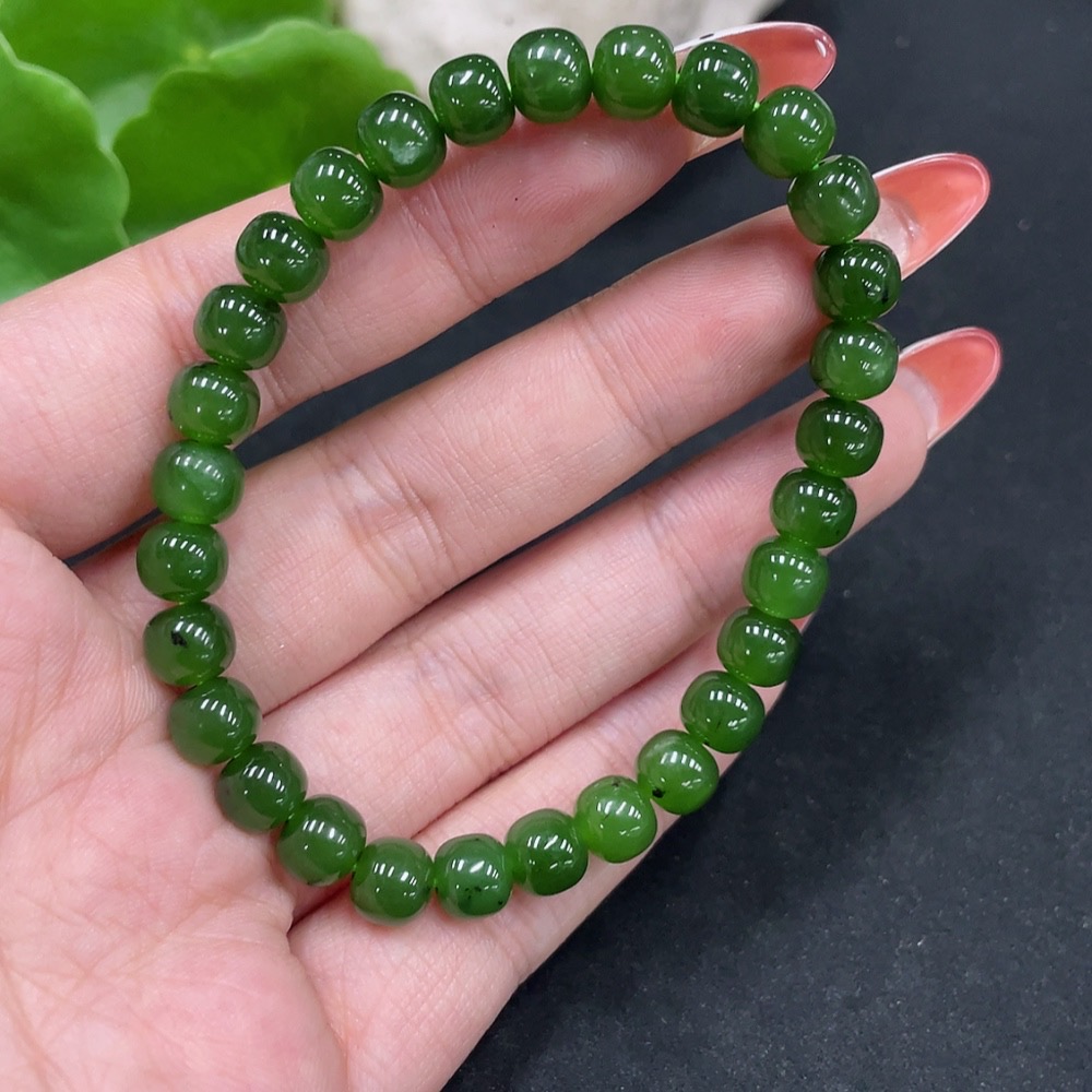 H34062945 Hetian Jade Jasper Bracelet, approximately 6.7mm, total weight about 15g