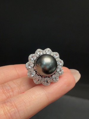 C34041082 Seawater Pearl Ring Adjustable Non-Gold Total Weight Approx. 8.52g Size About 13.2mm