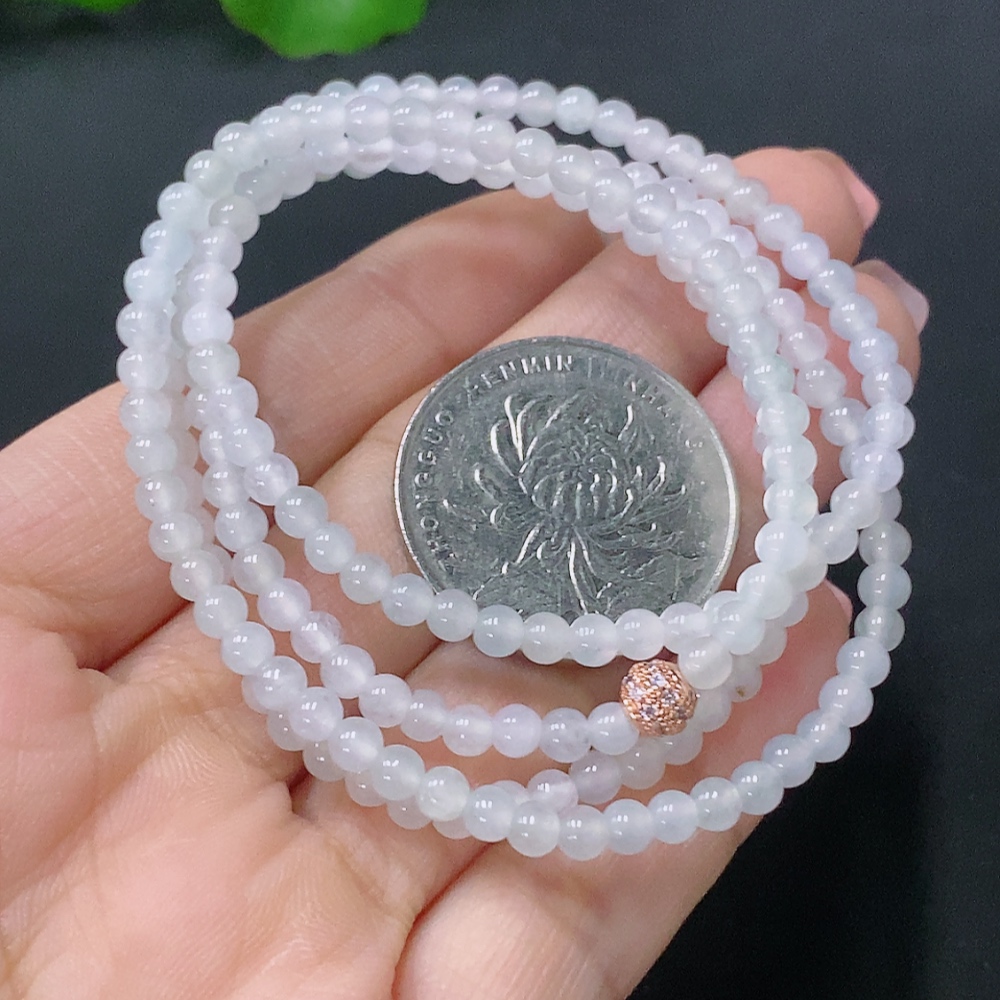 F27052029 Jadeite Bead Necklace Approx. 3.6mm Total Weight Approx. 13.47g