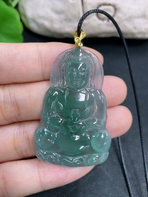 F44318172 翡翠挂件 观音 非金 含绳货品总重约9.8g