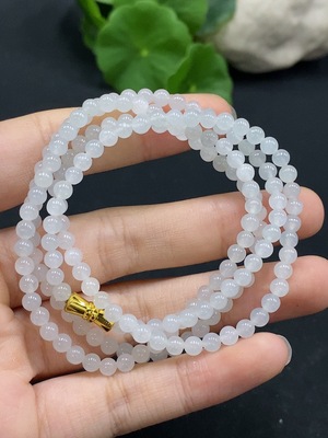 F30564548 Jadeite Bead Necklace Approximately 3.9mm Beads Total Weight About 17.76g Non-Gold Inlaid