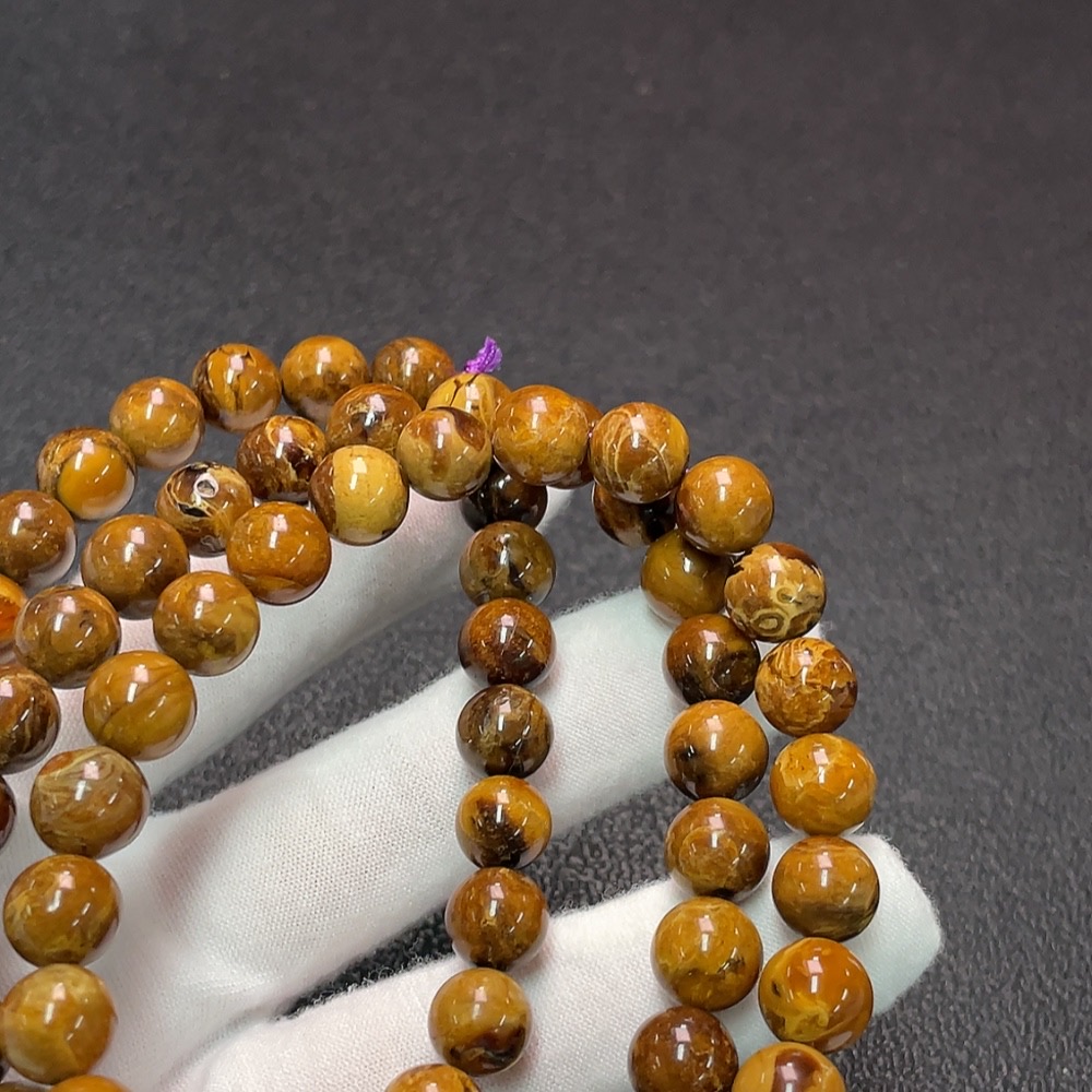 C34006606 Amber and Beeswax Bead Strand, Total Weight Approx. 31.71g, Size About 8.8mm