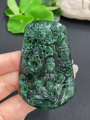 F41950350 翡翠挂件 山水观音 货品总重约53.12g