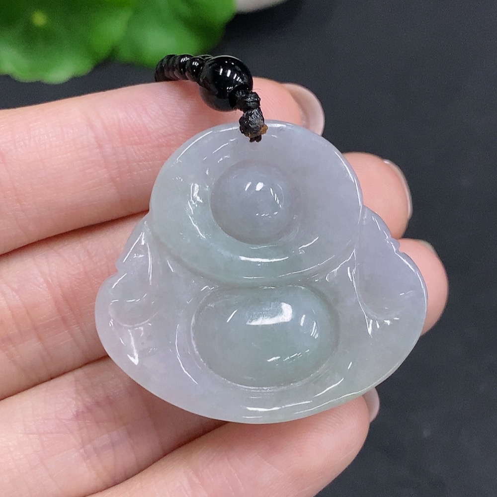 F34034599 Jadeite Buddha pendant Total weight including chain is about 32.2g (chain is not grade A)