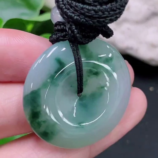 F33893446 Jadeite Pendant Peace Buckle Total Weight Approximately 14.8g Including Rope