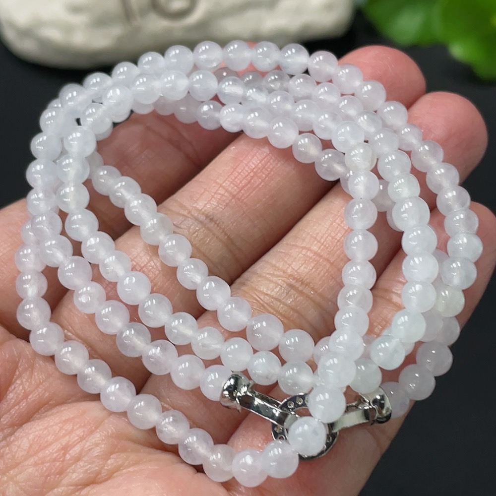 F27071254 Jadeite Bead Necklace Approx. 4.3mm Total Weight About 22.3g Non-Gold Clasp