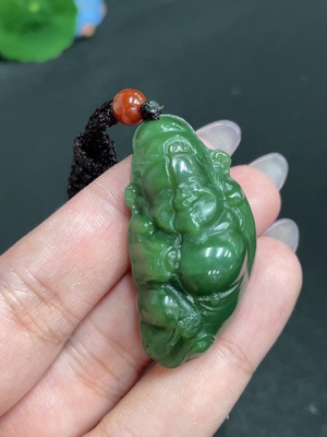 H33863967 Hetian Jade Pendant    God of Wealth    Total Weight [with rope]: 20.9g