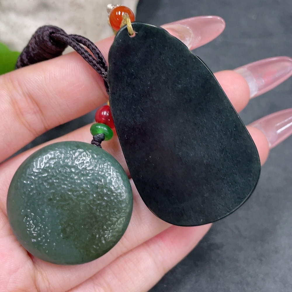 H33945017 Hetian Jade Pendant - Guanyin + Flowering Prosperity