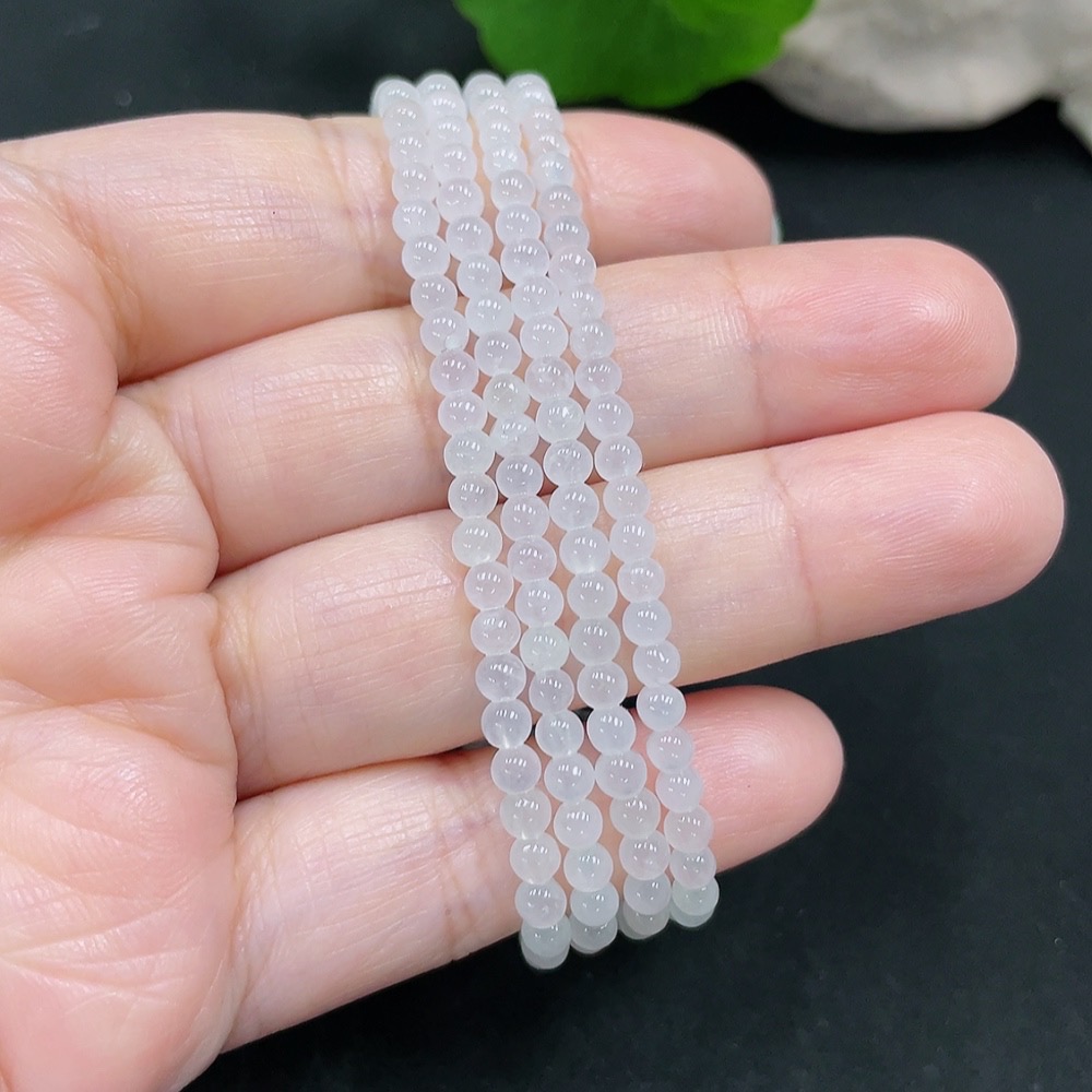 F30453565 Jadeite Bead Necklace approx. 3.5mm total weight approx. 13.77g non-gold inlaid