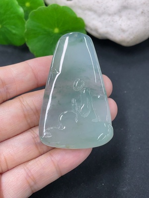 F41934640 翡翠悟道挂件 货品总重约20g