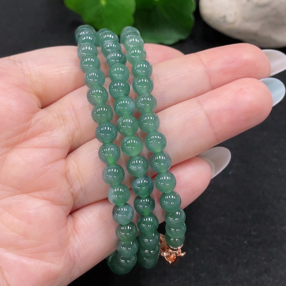 F33899411 Jadeite Bead Necklace Approx. 6mm Total Weight About 41.7g Non-gold Setting