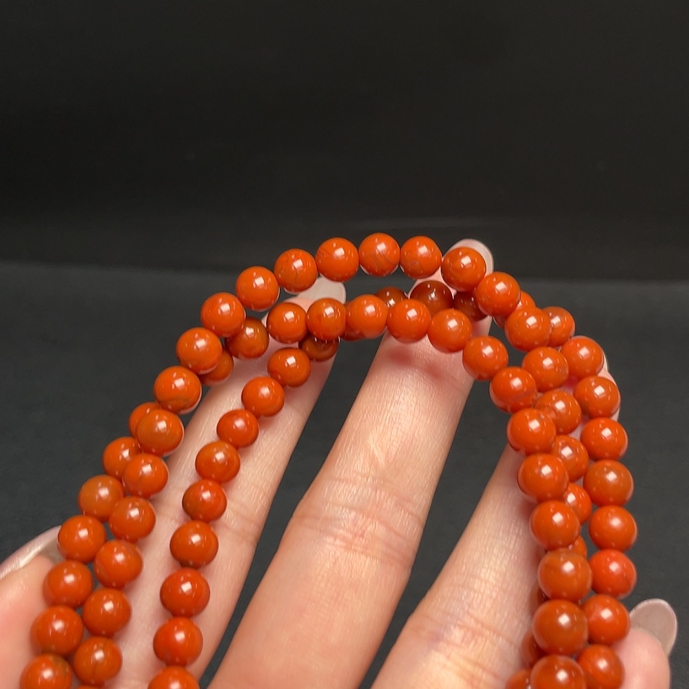 C32712895 Red Agate Bead Strand, Total Weight Approx. 37.81g, Size About 6.2mm