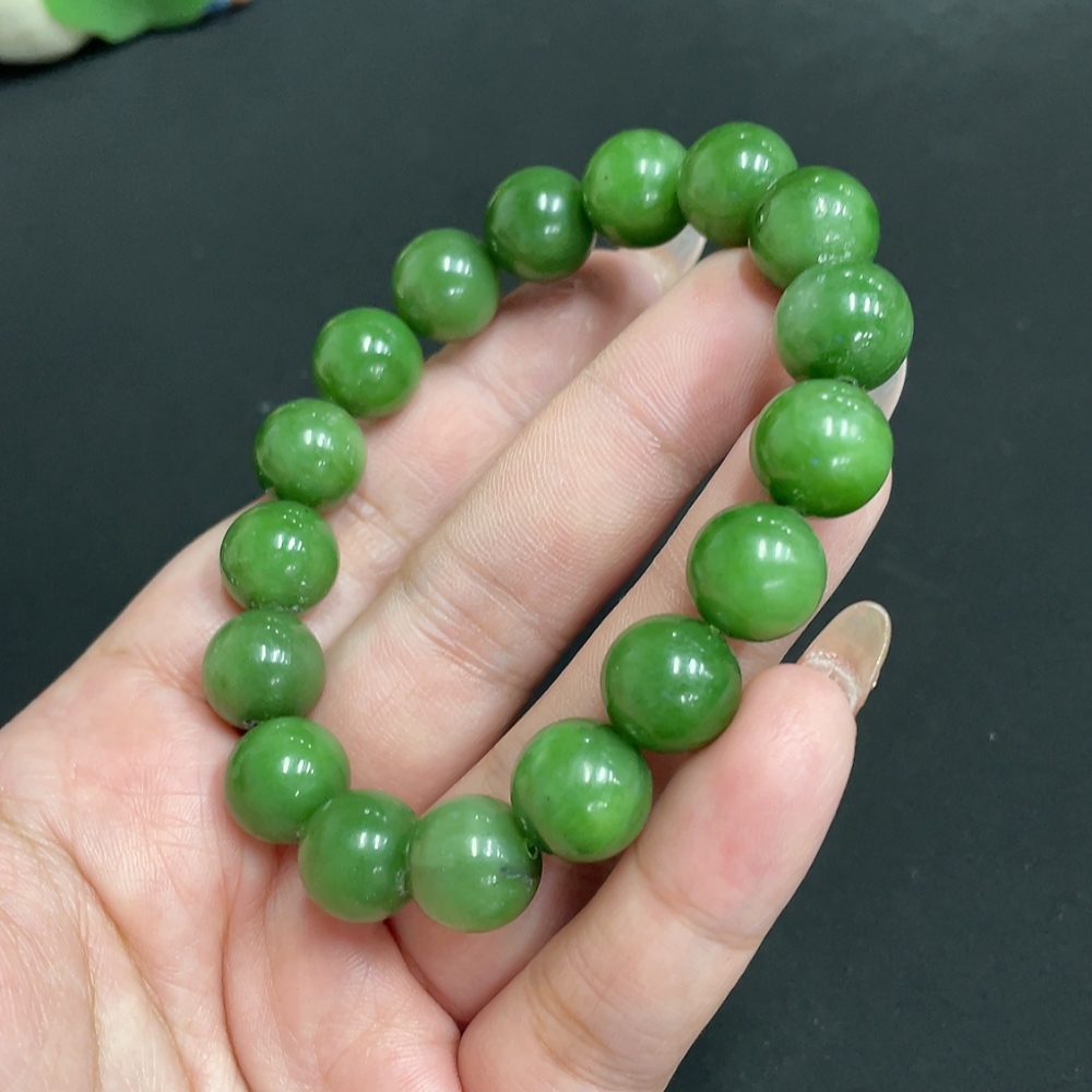H31677143 Hetian Jade Bracelet Approx. 11.3mm Beads Total Weight About 43.2g
