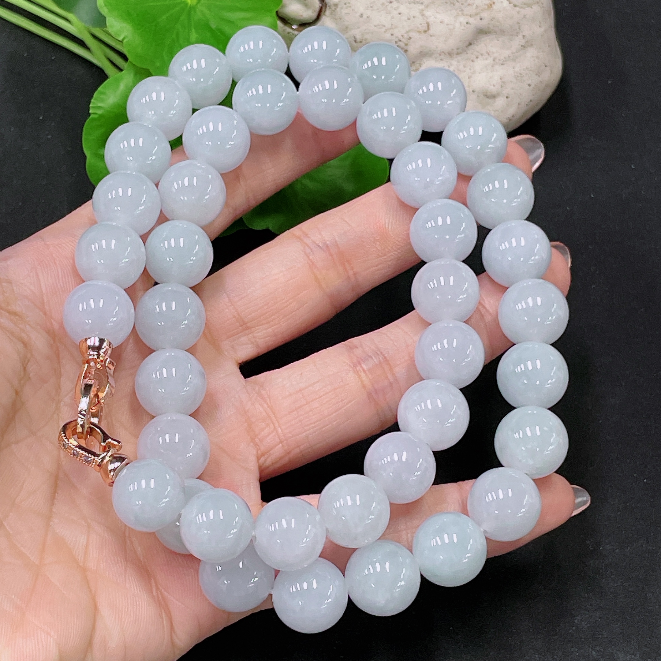 F34958297 Jadeite Bead Necklace Approx. 12.3mm Non-Gold Total Weight Approx. 135.9g