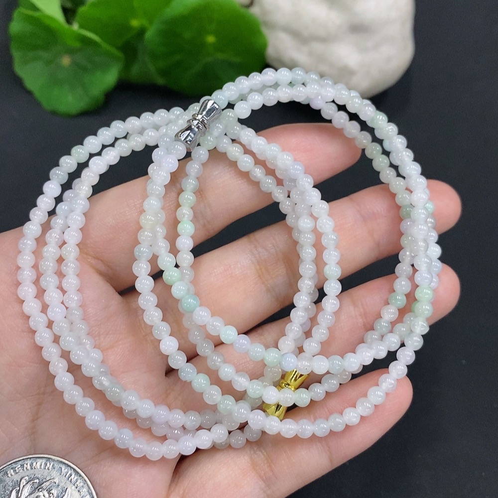 F34001903 Jadeite Beads Strand Sell as a Lot Non-Gold Inlaid