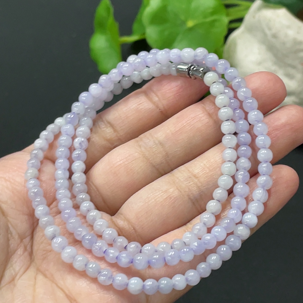F35108652 Jadeite Bead Necklace Approx. 4.5mm Total Weight Approx. 19.9g Non-Gold Clasp