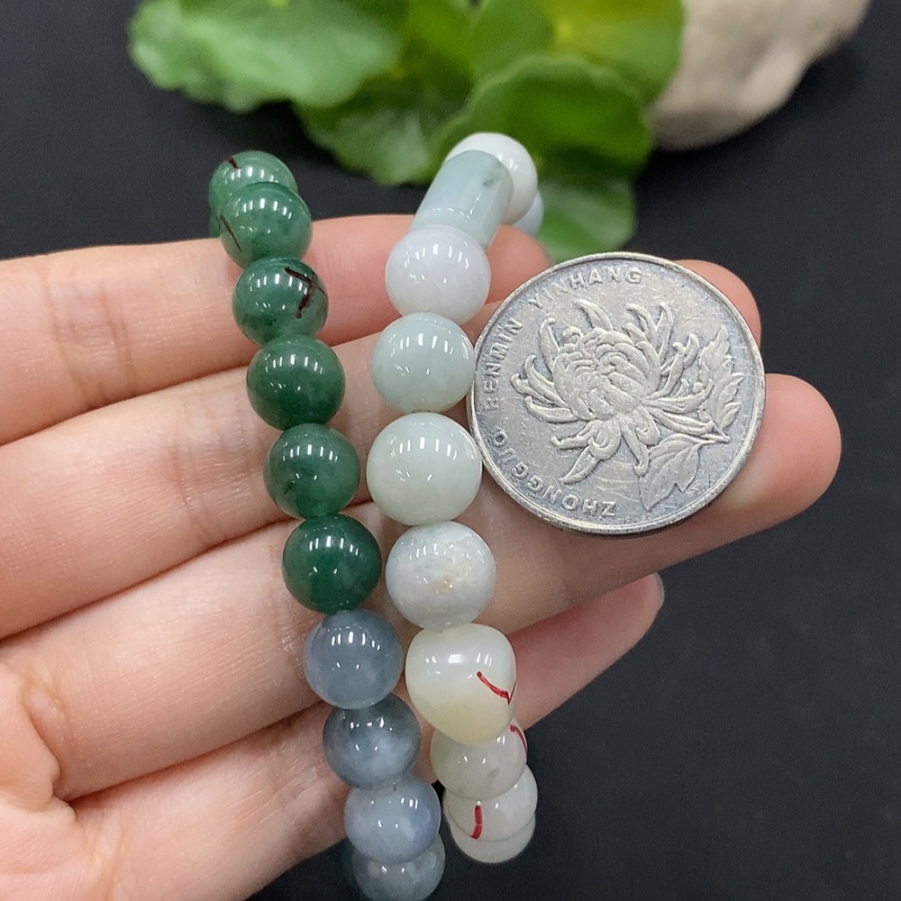 F35115044 Jadeite bracelet with non-A grade beads and impurity stones