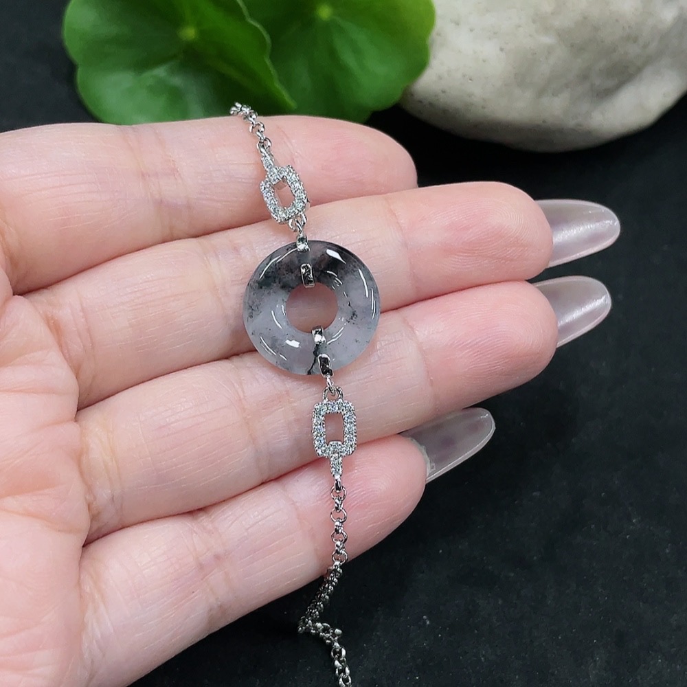 F34069718 Jadeite Donut Bracelet Non-Gold Inlaid Total Weight Approx.3.13g