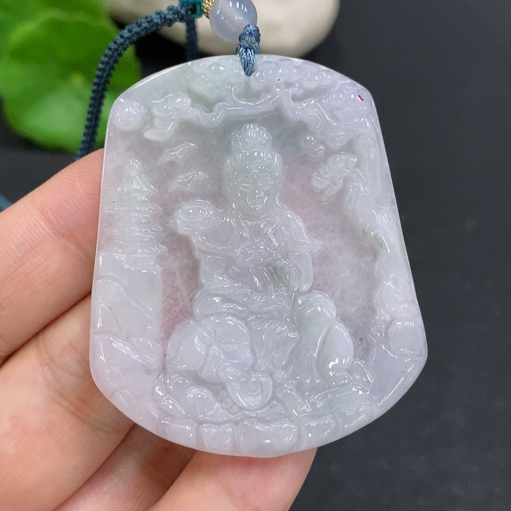 F28288904 JadeiteSamantabhadra Pendant Total Weight Including Rope Approx. 16.5g