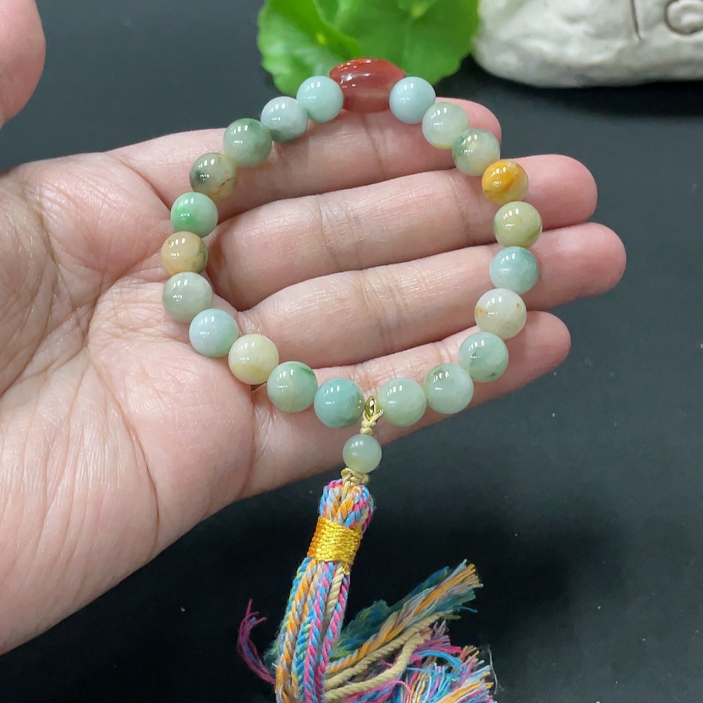 F35109738 Jadeite Bracelet Approx. 8.4mm Total Weight 23g Non-gold Accessories Non-A Beads