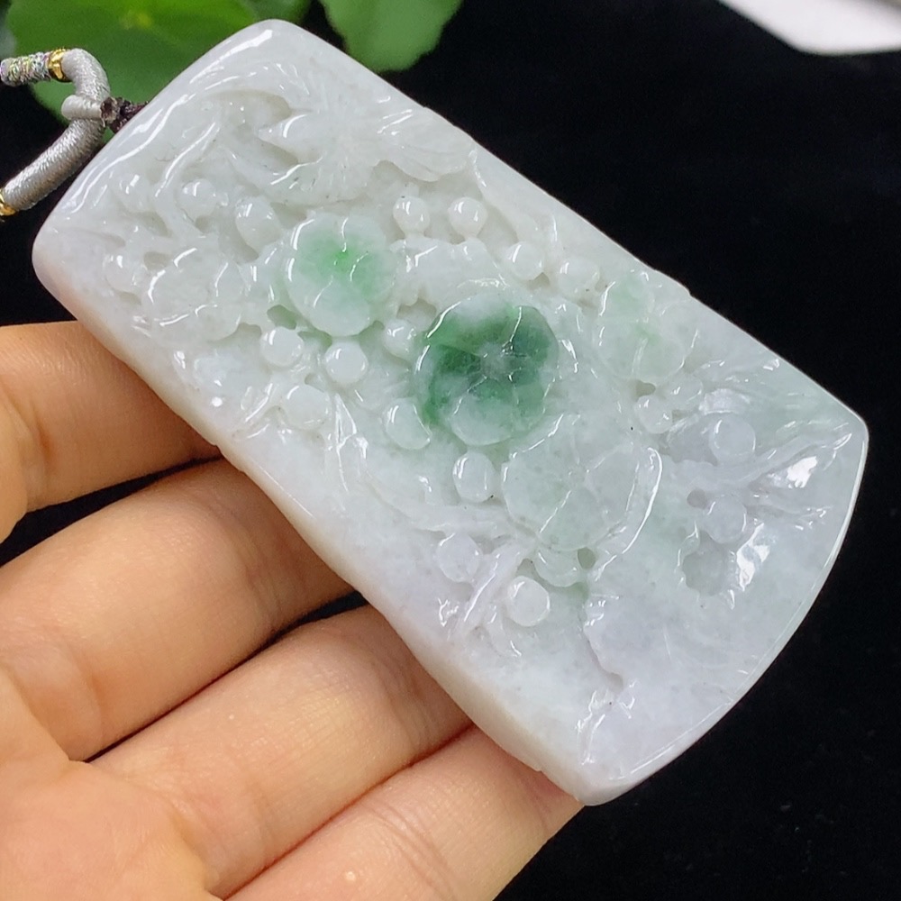 F34043953 Jadeite Blossom Prosperity Pendant
