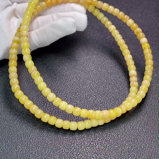 C32816658 Amber Beeswax Bead Strand, Total Weight Approx. 28.52g, Size Approx. 7.1mm