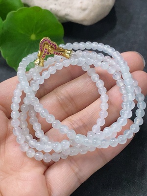 F34954922 Jadeite Bead Necklace Approx. 3.8mm Non-Gold Total Weight Approx. 15.26g