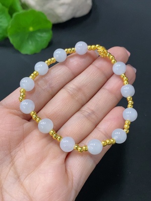 F26026829 JadeiteInlaid Bracelet Au99% Total Weight Approx. 8.6g