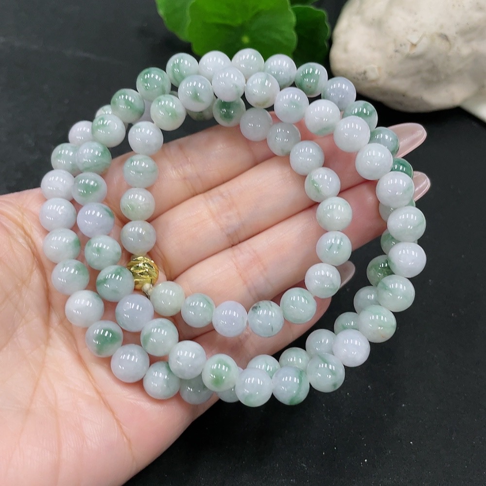 F34068026 Jadeite Beaded Necklace approx. 7.8mm Total Weight approx. 70.2g (Non-Gold-Inlaid)