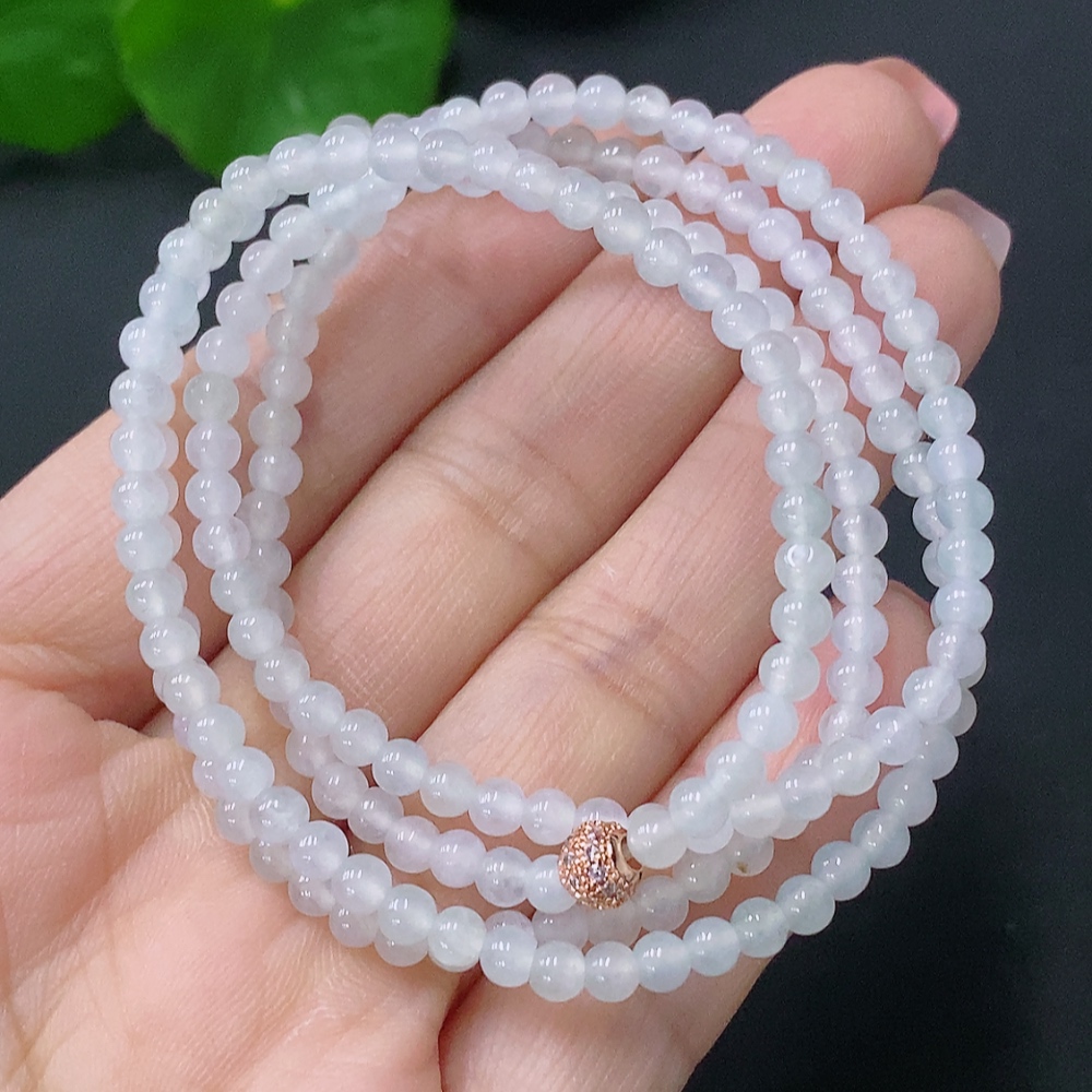 F27052029 Jadeite Bead Necklace Approx. 3.6mm Total Weight Approx. 13.47g