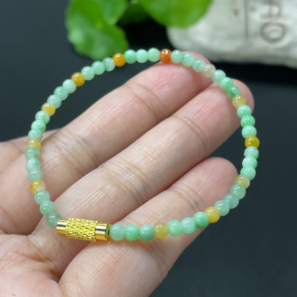 F35080815 Jadeite Bracelet Approx. 3.3mm Non-Gold Clasp Total Weight Approx. 3.8g