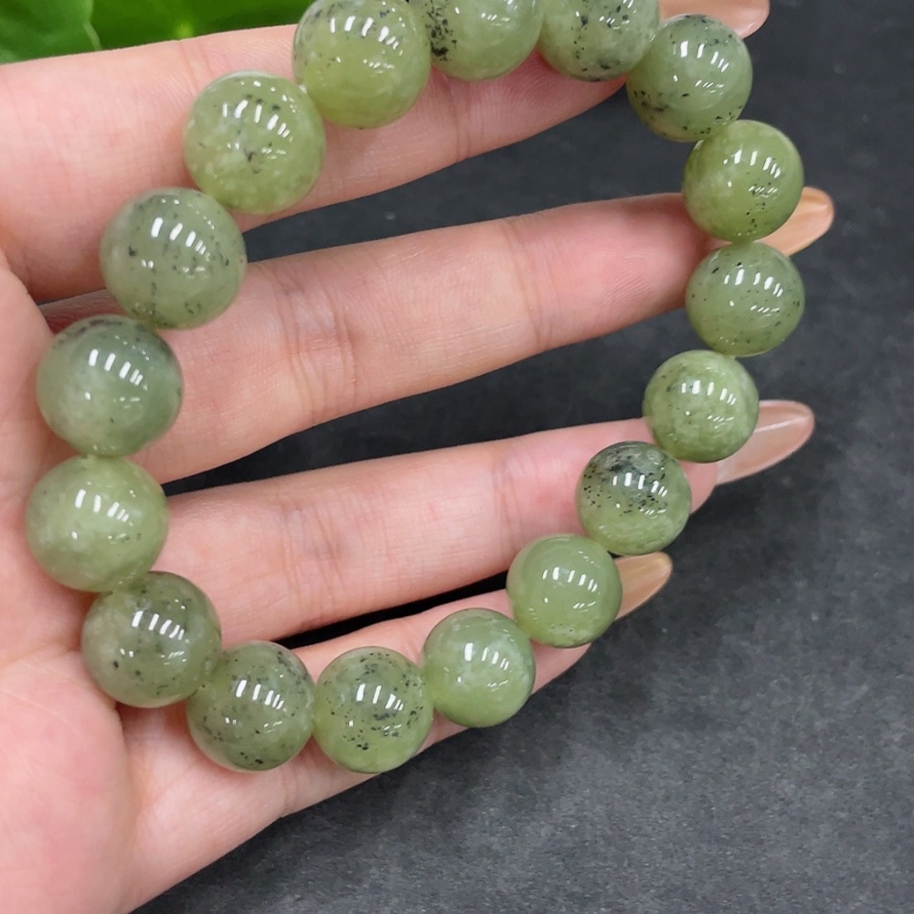 H32822814 Hetian Jade Bracelet, Approx. 11.7mm Beads, Total Weight About 44.7g
