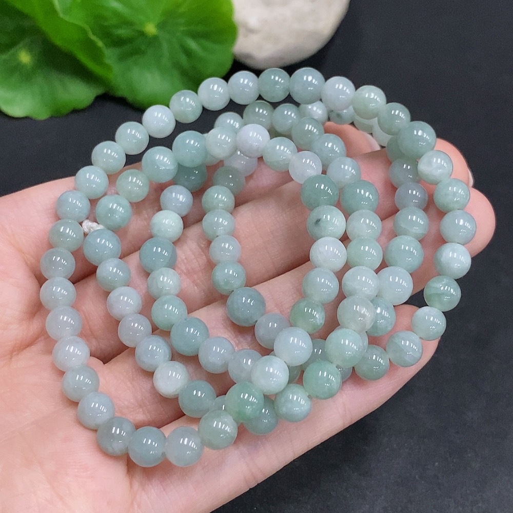 F34969260 Jadeite Bead Necklace Total Weight Approx. 37.3g Size About 5.7mm