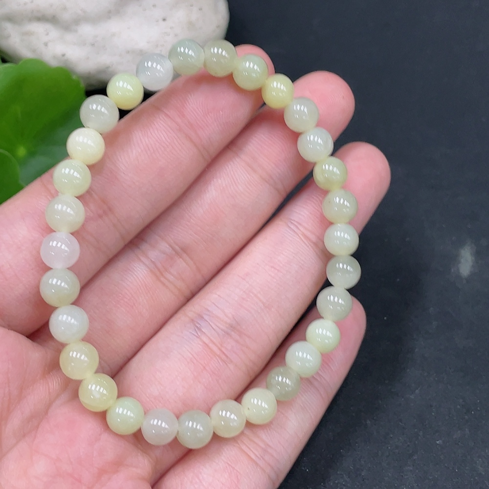 H31617273 Hetian Jade Bracelet, Approx. 5.9mm Beads, Total Weight Approx. 9.8g