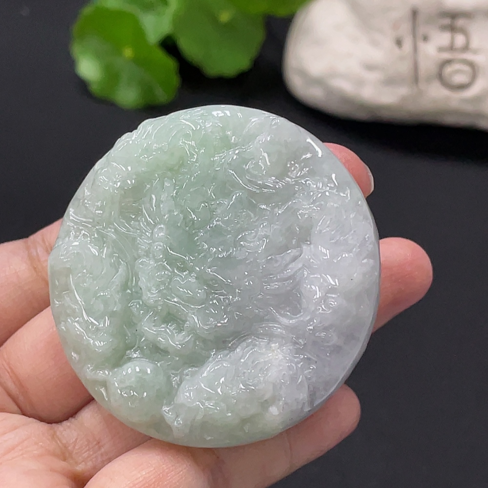 F33909657 Jadeite Nine Dragons Supreme Pendant, Total Weight Approximately 63.8g