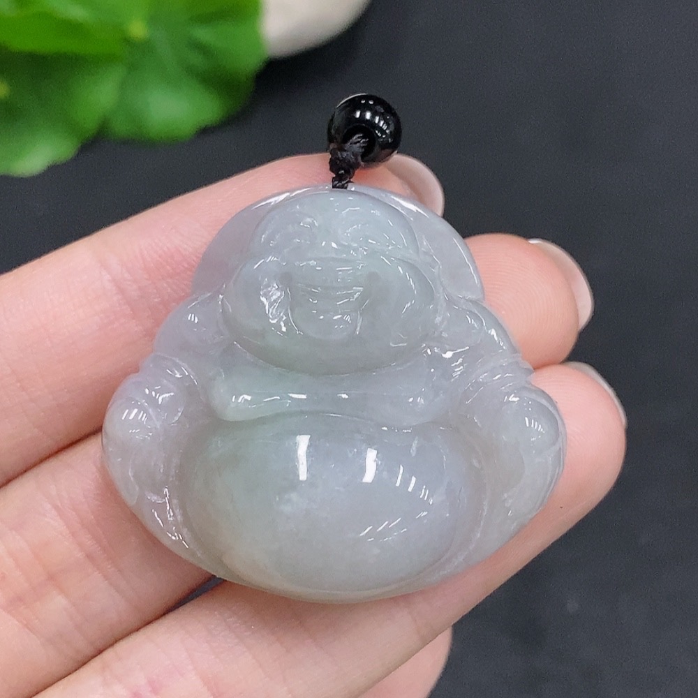 F34034599 Jadeite Buddha pendant Total weight including chain is about 32.2g (chain is not grade A)