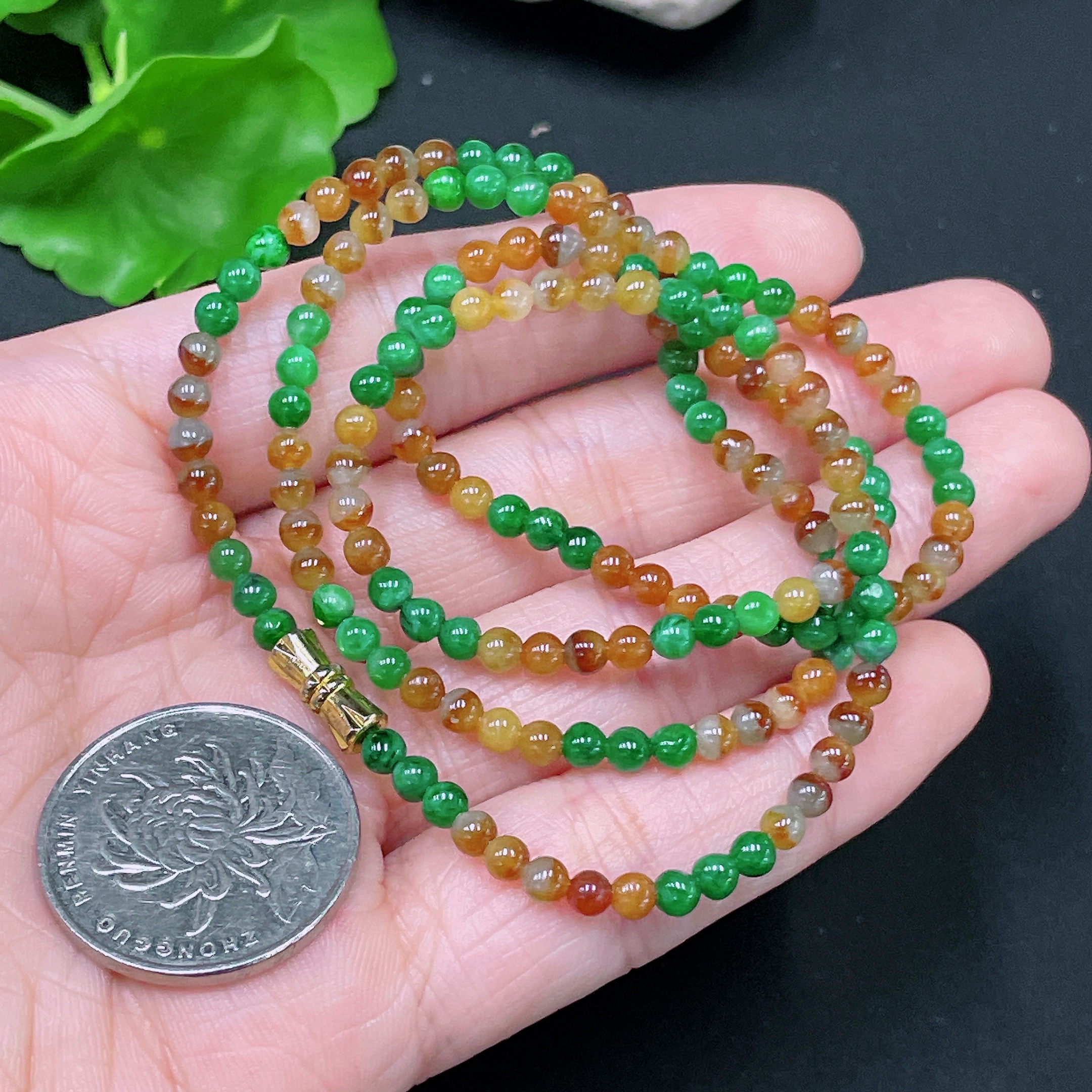 F33865689 Jadeite Bead Necklace Approx. 3.6mm Total Weight Approx. 14.13g Non-Gold Color Origin Undetermined