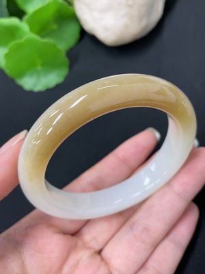 H43151196 和田玉正圈手镯   圈口54.6     货品总重约51g