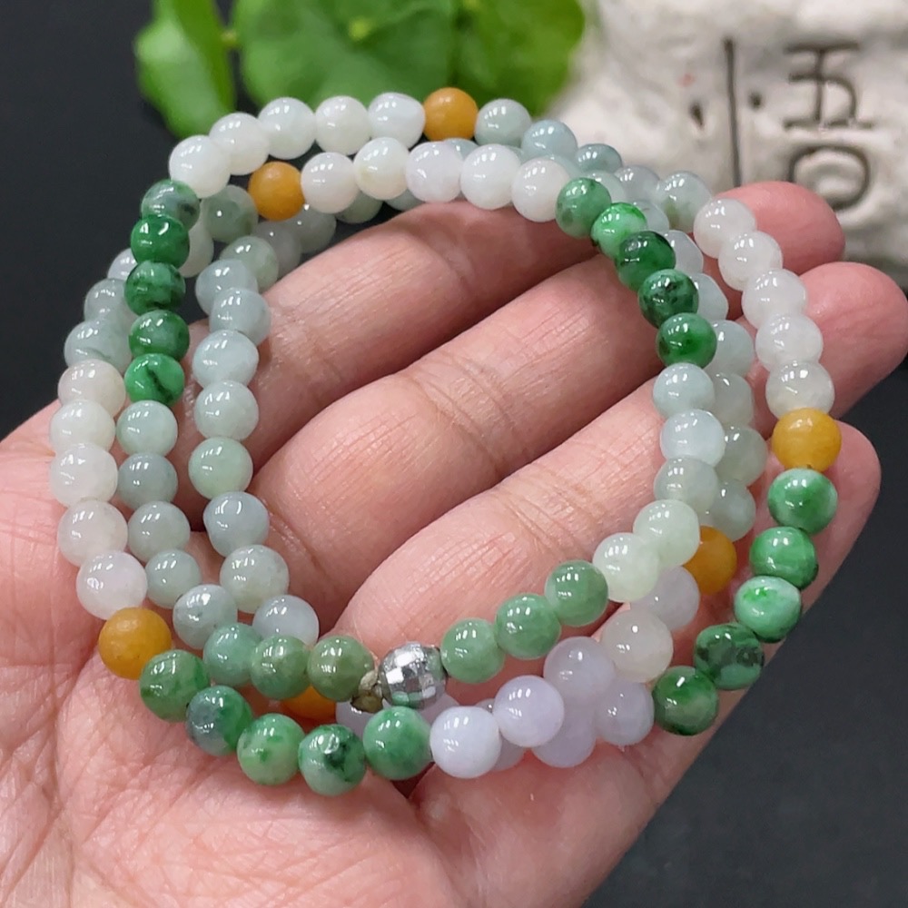 F34057808 Jadeite Bead Necklace Approx 5.8mm Total Weight Approx 34.31g Non-Gold Yellow Part Color Origin Undetermined Contains Other Mineral Components