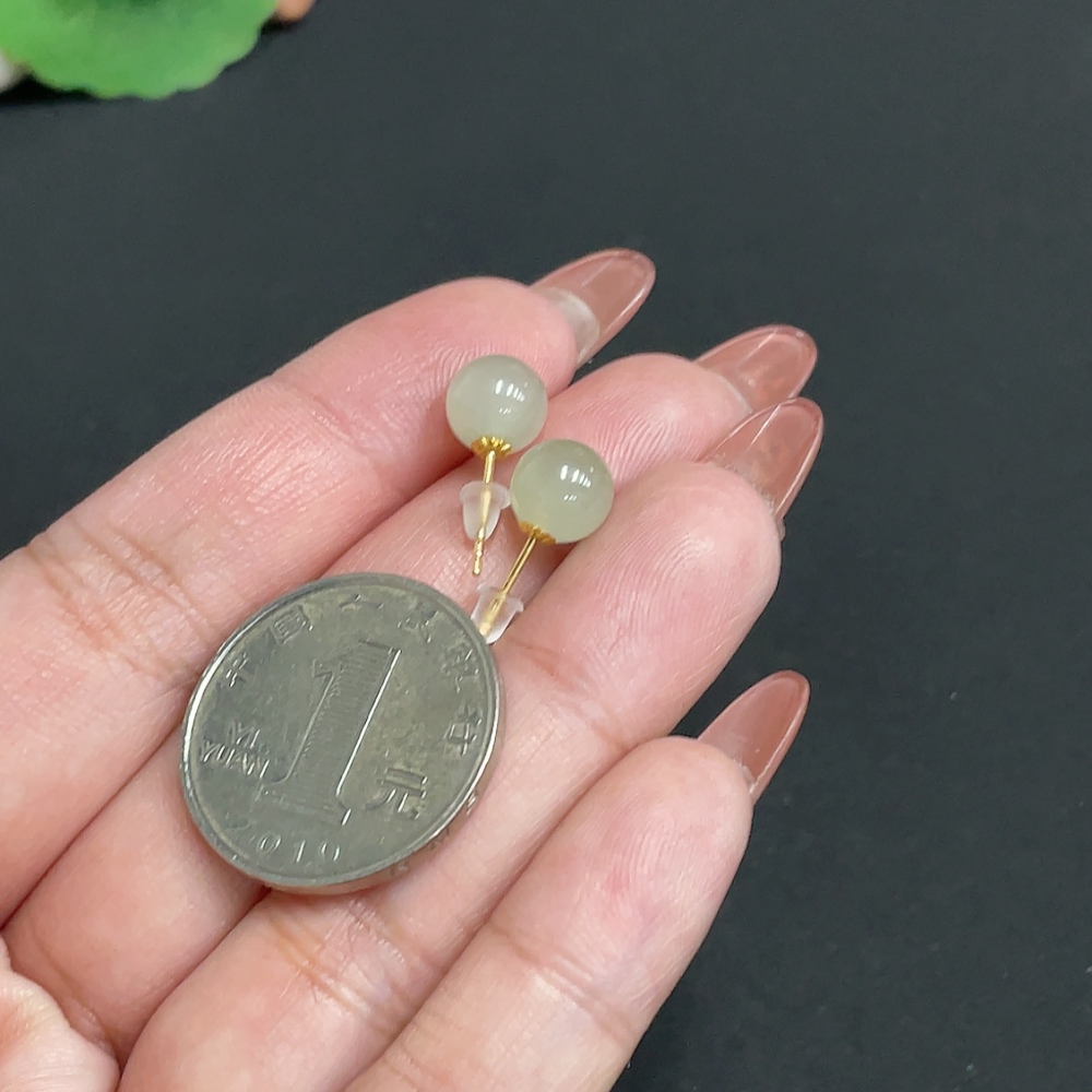 H35100179 Hetian Jade Inlaid Earrings