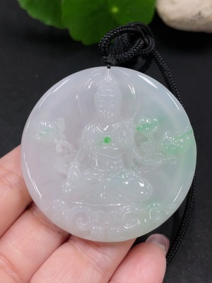 F32708538 Jadeite Guanyin Pendant Total Weight Approx. 30.84g (Including Rope Weight)