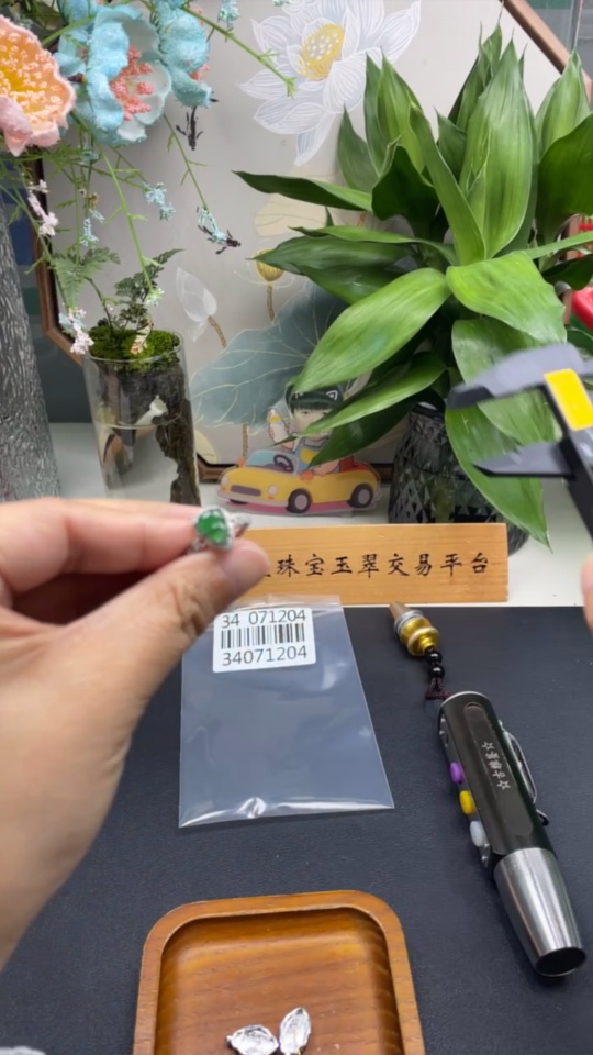 F34071204 Jadeite Inlaid Pendant Ring Earrings Sell as a Lot Non-Gold