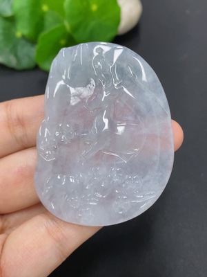 F46594839 翡翠鹿牌挂件 货品总重约17.39g