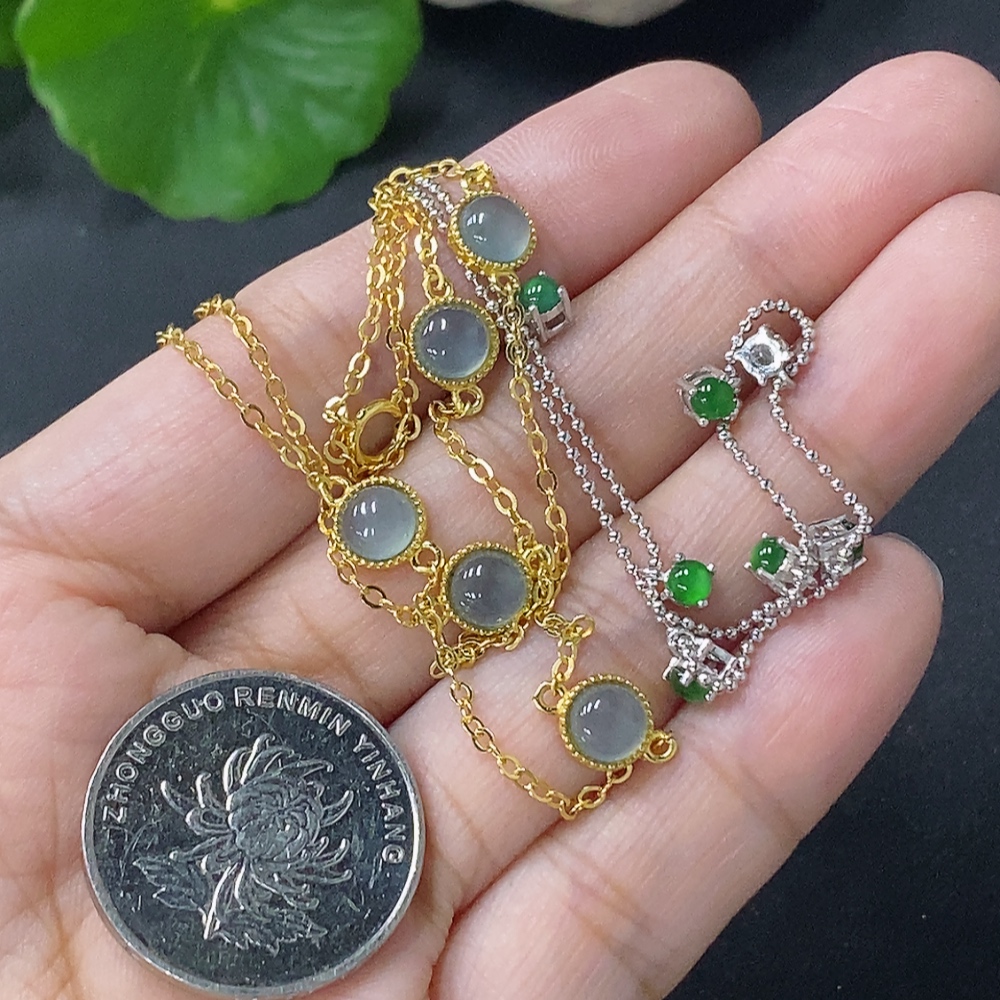 F33849767 Jadeite Inlaid Necklace Non-Gold Sell as a Lot