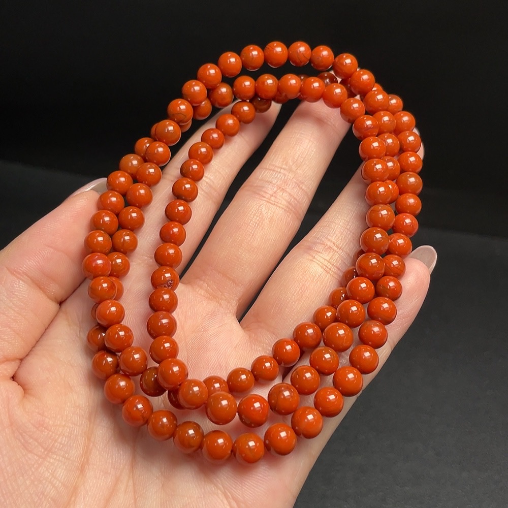 C32712895 Red Agate Bead Strand, Total Weight Approx. 37.81g, Size About 6.2mm