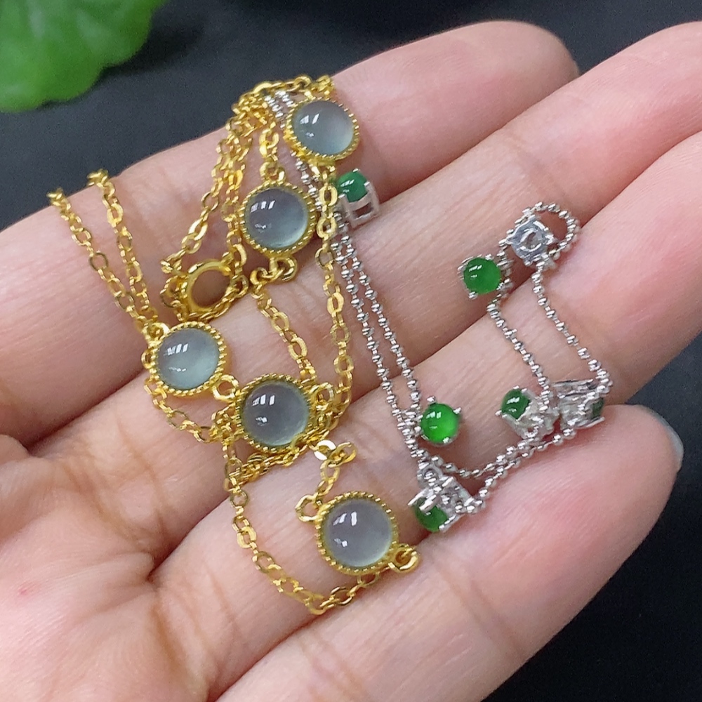 F33849767 Jadeite Inlaid Necklace Non-Gold Sell as a Lot