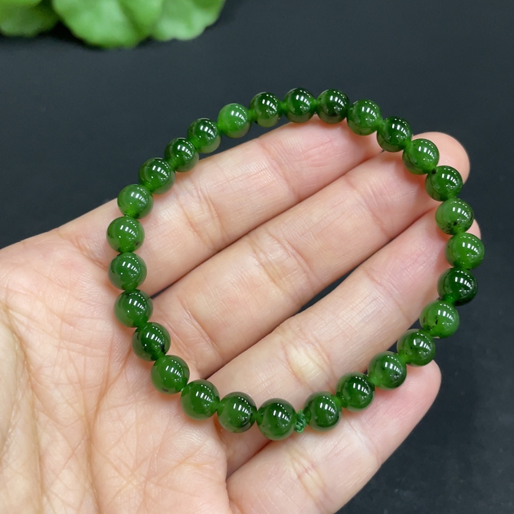 H34072834 Hetian Jade Bracelet, about 6mm, total weight about 9.8g